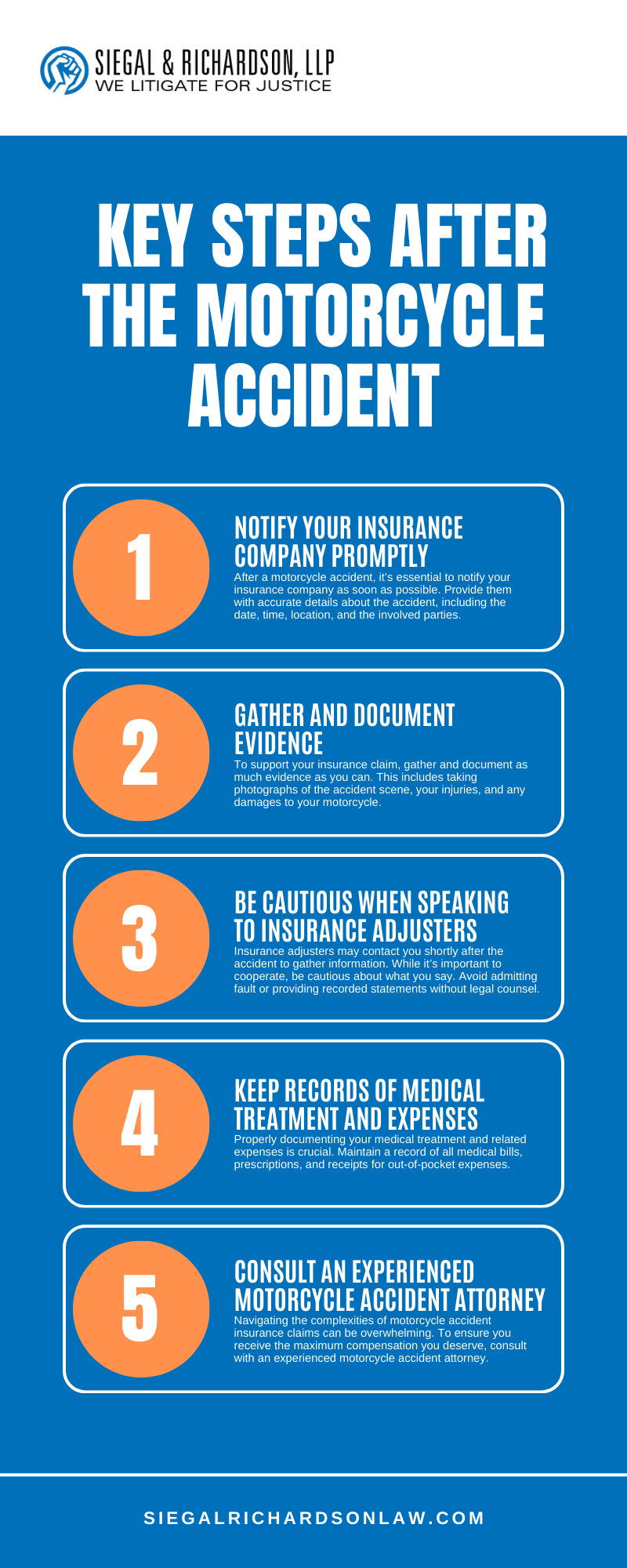 Key Steps After The Motorcycle Accident Infographic